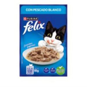 ALIMENTO HUMEDO PARA GATOS FELIX SABOR PESCADO BLANCO 85 GR