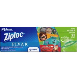 BOLSAS ZIPLOC DISNEY PIXAR PARA LLEVAR CHICAS 25 UN