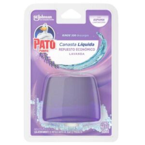 CANASTA LIQUIDA PARA INODORO PATO PURIFIC REPUESTO LAVANDA 50 ML