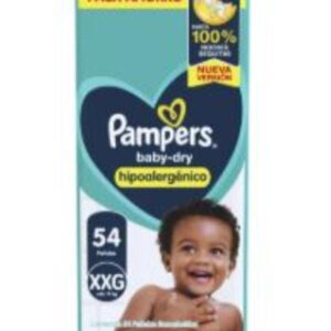PAÑALES PAMPERS BABY-DRY HIPOALERGENICO XXG 54UN